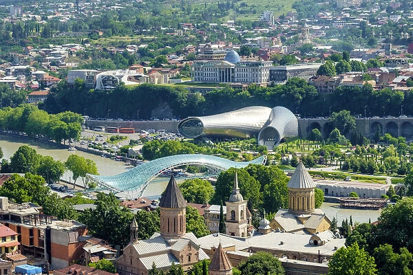 Central Tbilisi, Rike Park and Bridge of Peace on the Kura (Mtkvari) River