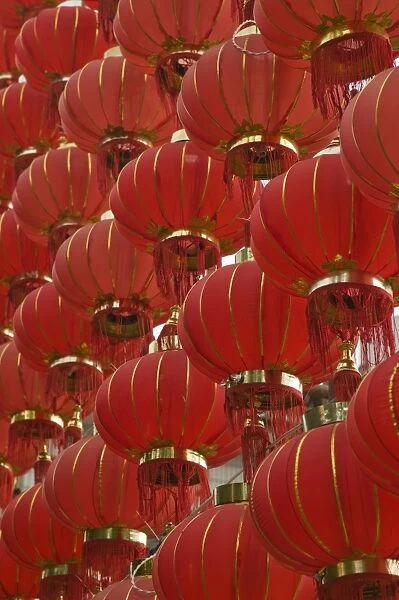 China, Yunnan Province, Dali, Old Town, Red Lanterns on Boai Lu