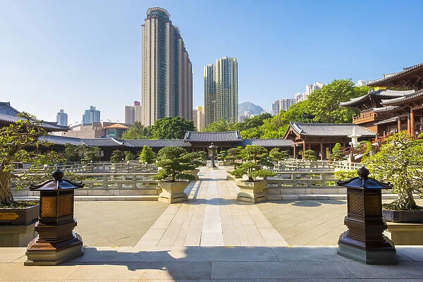 Chinese gardens at Chi Lin Nunnery, Wong Tai Sin district, Kowloon, Hong Kong, China
