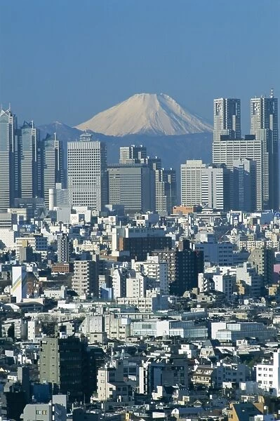 City Skyline & Mount Fuji, Tokyo, Honshu, Japan