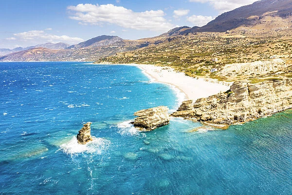 cliffs and Triopetra beach washed by the crystal turquoise sea, Plakias, Crete island