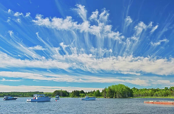 Clouds and boats on Cape Breton, North Sydney, Nova Scotia, Canada