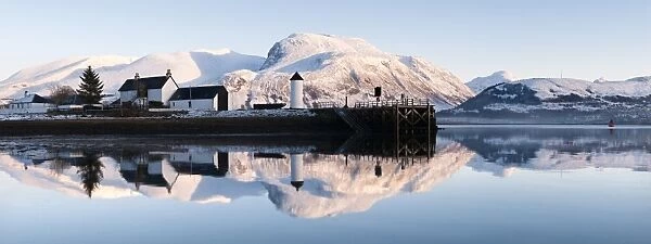 Corpach Lighthouse on Loch Eil with Ben Nevis and Fort William in the background