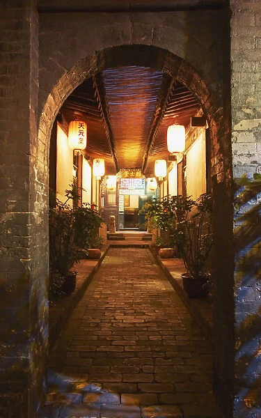 Corridor in traditional house, Pingyao, Shaanxi, China