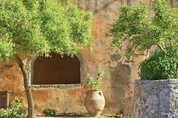 Courtyard In The The Arkadi Monastery, Crete, Rethymno, Greek Islands, Greece, Europe