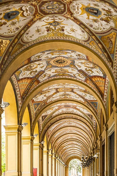 Covered passageway  /  Portico, Via Farini, Bologna, Emilia-Romagna, Italy