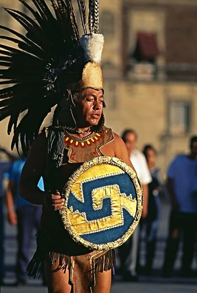 Dancer in Aztec costume performing in Constitution
