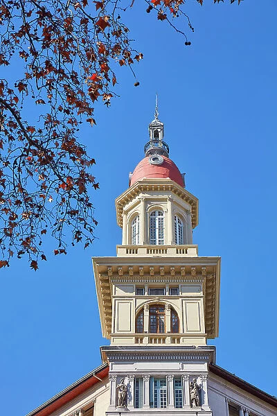 A dome of 'La Inmobiliaria' building (former Heinlein Palace) on Avenida de Mayo, Monserrat, Buenos Aires, Argentina