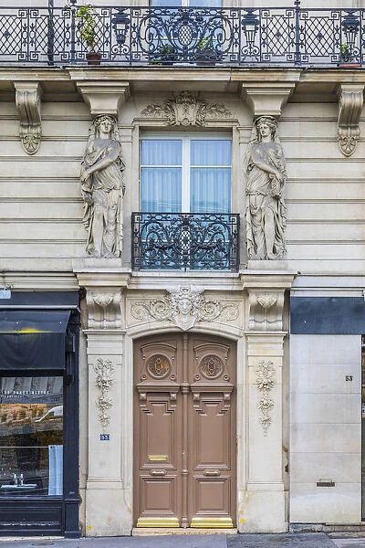 Doorway of apartment building, Paris, France