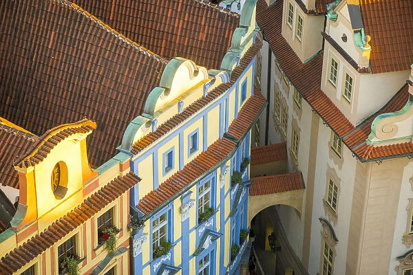 Elevated view of baroque house (Dum na Kamenci) at Old Town Square, Prague, Bohemia