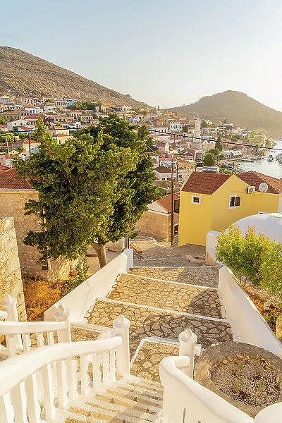 An elevated view of Halki, Chalki, Dodecanese Islands, Greece