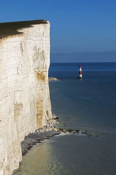 England, East Sussex, Eastbourne, Beachy Head, The Seven Sisters Cliffs and Beachy Head Lighthouse