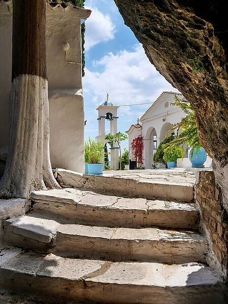 Entrance to the Cave Chapel, Panagia Spiliani Monastery, Pythagoreio, Samos Island, North Aegean, Greece
