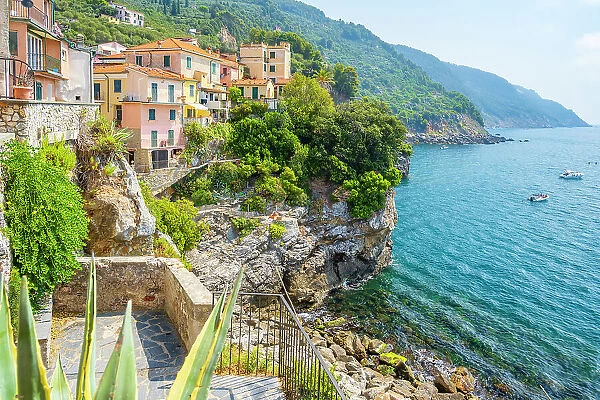 europe, Italy, Liguria, View of the coast from Tellaro