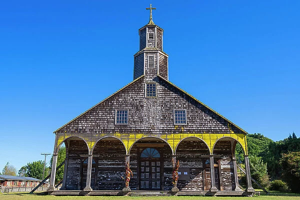 Facade of Church of Quinchao, Quinchao Island, UNESCO, Chiloe Province, Los Lagos Region, Chile