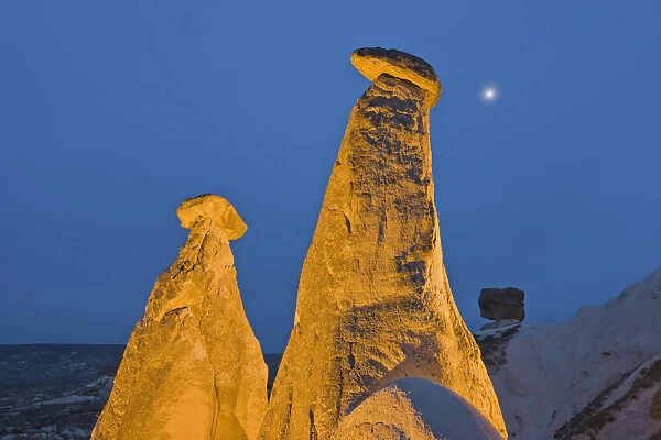 Fairy chimneys known as The Three Beauties, nr Goreme, Cappadocia, Central