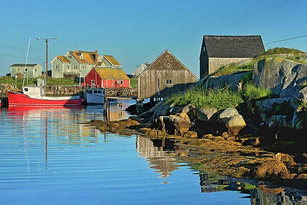 Fishing boat in iconic coastal fishing village Peggy's Cove, Nova Scotia, Canada