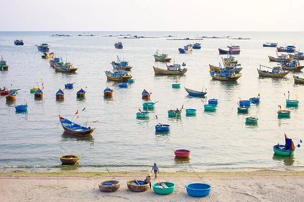 Fishing boats in harbor at Mui Ne, Phan Thiet, Binh Thuan Province, Vietnam