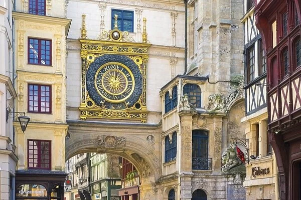 France, Normandy (Normandie), Seine-Maritime department, Rouen. The Great Clock (Gros-Horloge)