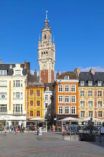 The Grand Place and Lille Chamber of Commerce Belfry, Lille, France