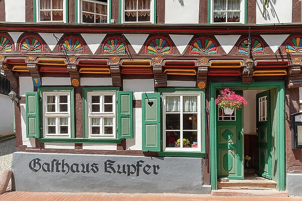 Half-timbered house Kupfer restaurant, Stolberg, Harz, Saxony-Anhalt, Germany
