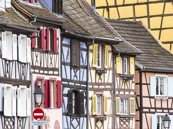 Half-timbered houses of the medieval town of Colmar, Alsatian Wine Route, France