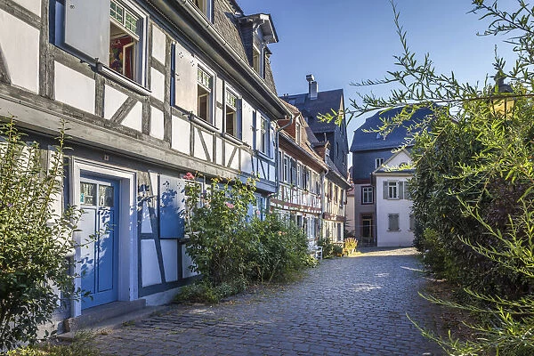 Half-timbered houses in the old town of Frankfurt-Hochst, Frankfurt, Hesse, Germany
