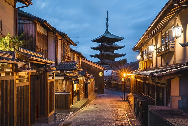 Higashiyama district (old town) and Yasaka Pagoda in Hokanji temple, Kyoto, Kansai region