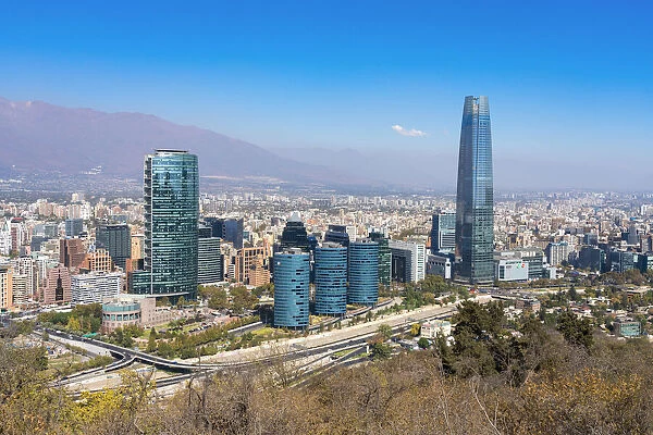 High-rise buildings of Providencia with Gran Torre Santiago, Santiago Province, Santiago Metropolitan Region, Chile