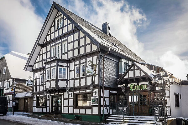 Historic inn in the old town of Winterberg, Sauerland, North Rhine-Westphalia, Germany