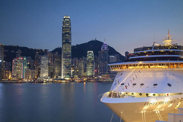 Hong Kong Island skyline and cruise ship, Hong Kong