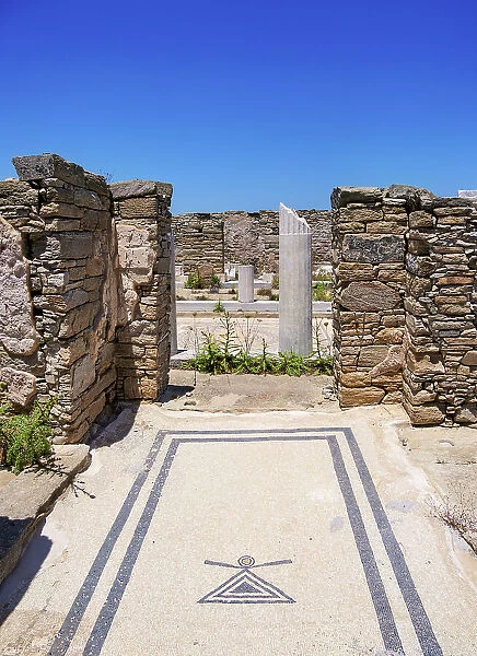 House of the Dolphins, Delos Archaeological Site, Delos Island, Cyclades, Greece