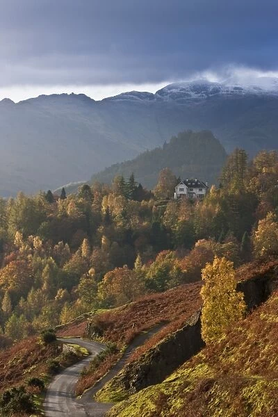 House on a hillside, Derwentwater, Lake District, Cumbria, England
