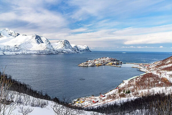 Husoy island in winter, Senja, Troms county, Norway