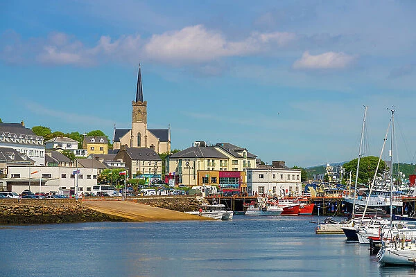 Ireland, Co. Donegal, Killybegs fishing port and St Mary of the Visitation Catholic Church