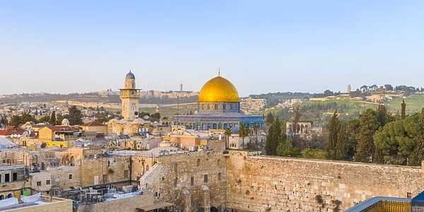 Israel, Jerusalem, Old City, Temple Mount, Dome of the Rock and The Western Wall