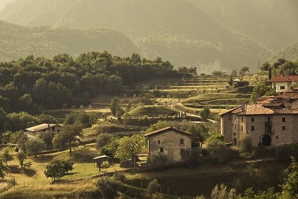 Italy, Lombardy, Lake District, Lake Garda, Tremosine Plateau, mountain landscape by Cadignano