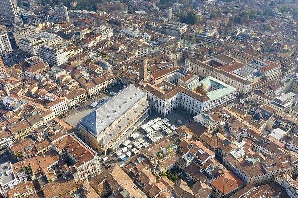 Italy, Veneto, Padua, Piazza delle Erbe and Palazzo della Ragione
