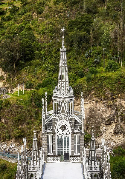 Las Lajas Sanctuary, elevated view, Narino Departmant, Colombia