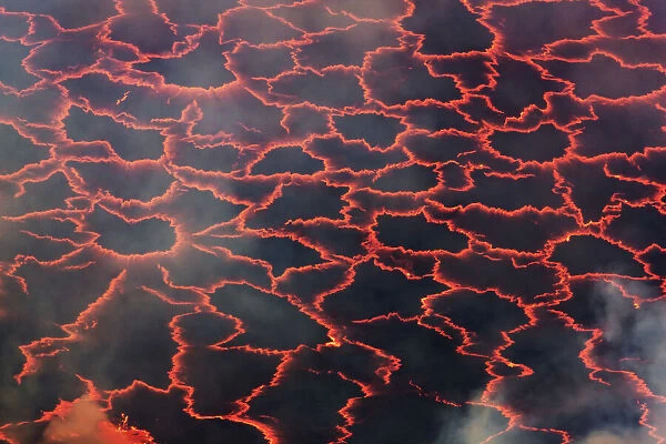 Lava lake Nyiragongo with glowing lava meltings - Congo, Democratic Republic, North Kivu