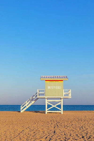 The Lifeguard Lookout Station on The Beach at Deauville, Calvados, Cote Fleurie, Deauville, Normandy, France