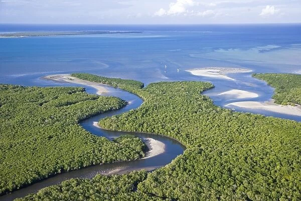 Magrove forests line the coast north of Pemba beside