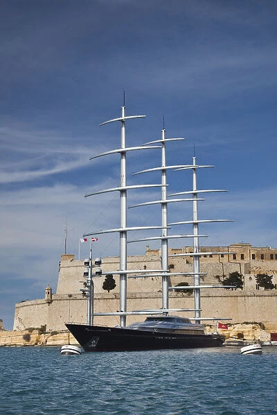 Malta, Valletta, Vittoriosa, Birgu, superyacht and Fort St. Angelo