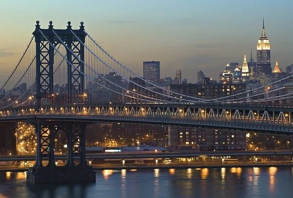 Manhatten Bridge & Empire State Bldg, New York, USA