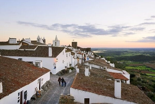 The medieval and historic village of Monsaraz at twilight. Alentejo, Portugal