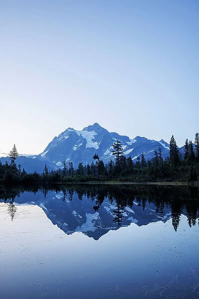 Mount Shuksan reflected in Mirror Lake, North Cascades National Park, Washington, USA