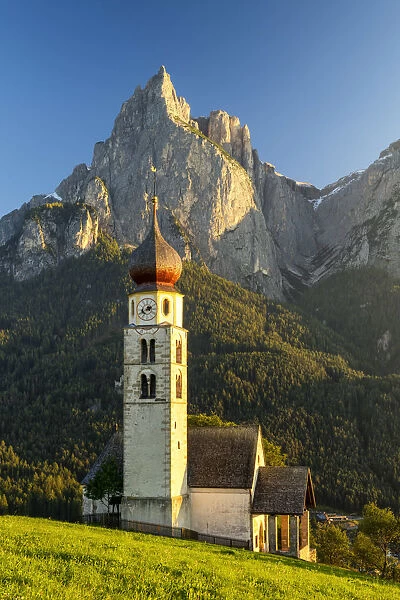 Mt. Schlern & St. Valentin Church, Alpe di Suisi, Dolomites, Italy