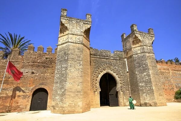 Musician Outside Bab Zaer, The Main Gate, Chellah, Rabat, Morocco, North Africa
