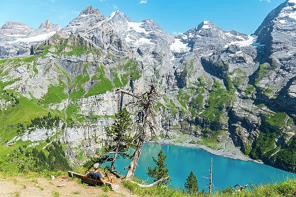 Oeschinensee lake, Kandersteg, Berner Oberland, Switzerland