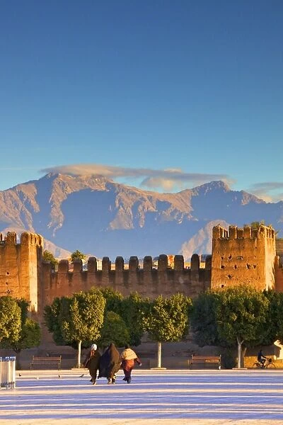 Old City Wall With Anti Atlas Mountain Range In The Background, Taroudant, Morocco